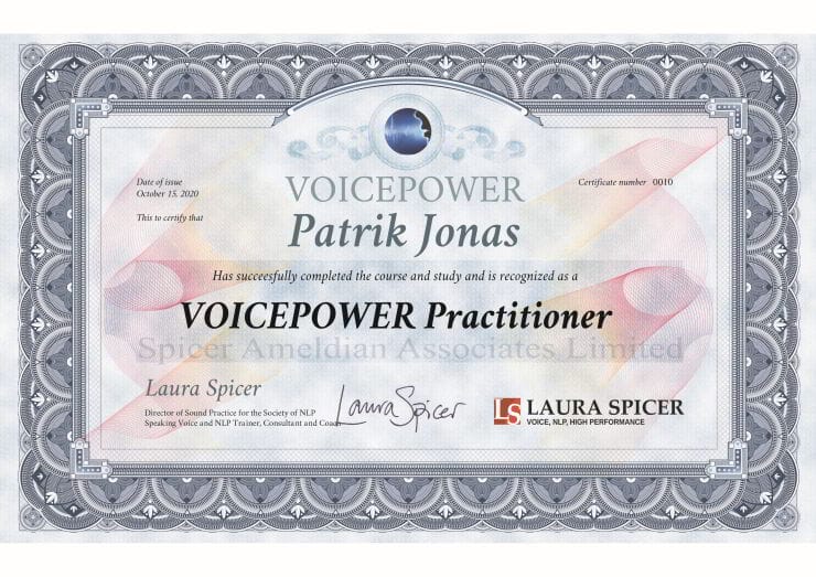 Patrik Jonáš licensed VoicePower Practitioner